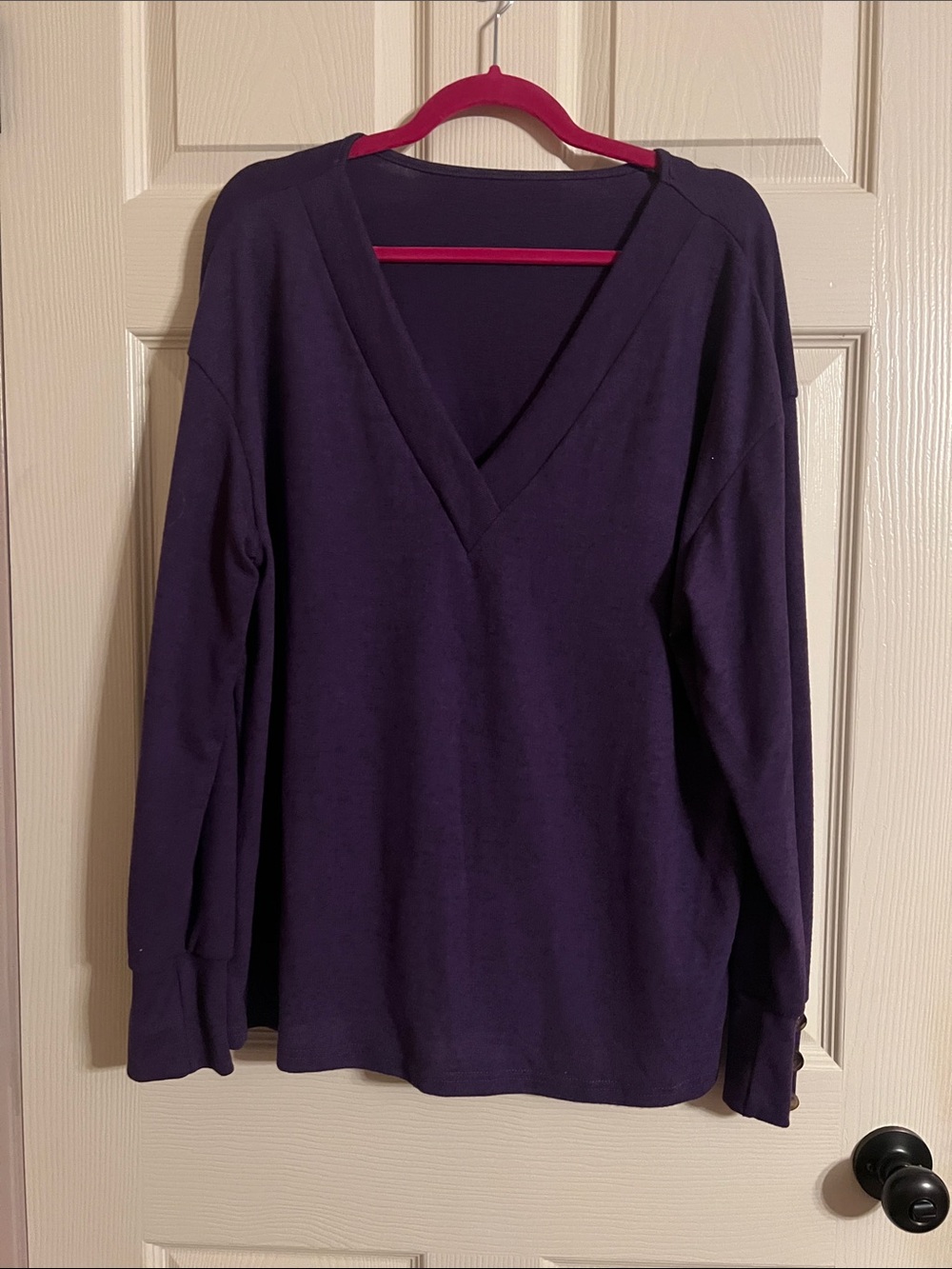 SHEIN Purple V-Neck Long Sleeve Sweater